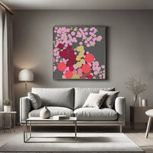 Load image into Gallery viewer, Modern Pink geometric bouquet art print, limited edition abstract floral design for interiors