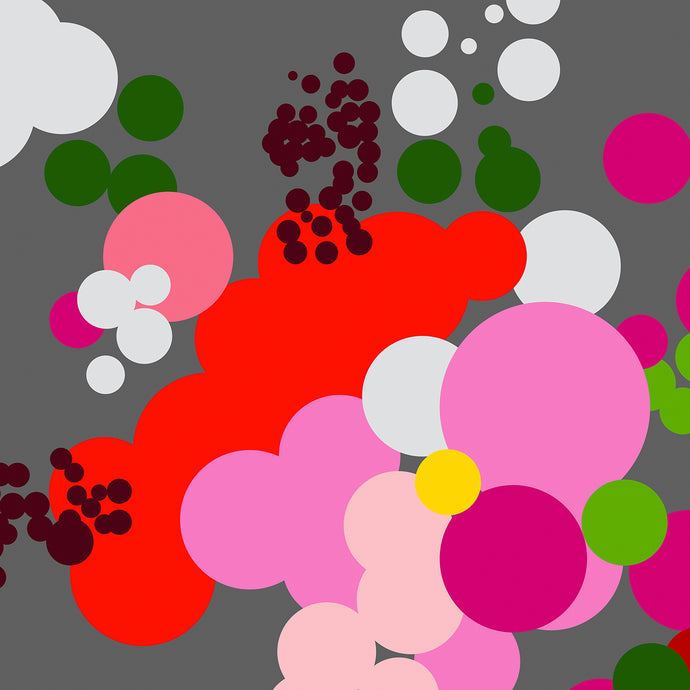Vibrant red geometric abstract bouquet print, limited edition of 100