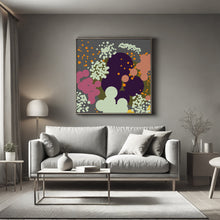 Load image into Gallery viewer, Modern Purple geometric bouquet art print, limited edition abstract floral design for interiors