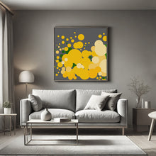 Load image into Gallery viewer, Limited edition Yellow geometric bouquet print, contemporary abstract floral artwork for home interiors