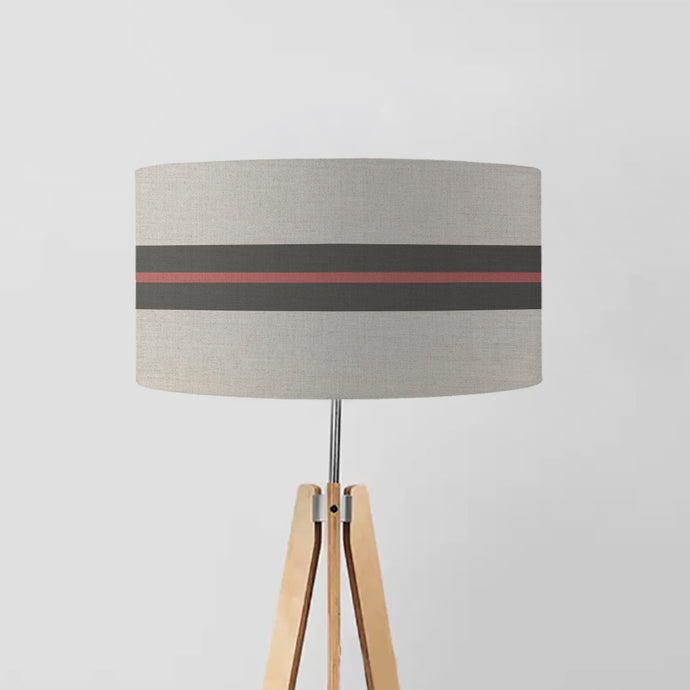 Fine Belgian Linen and Stripes drum lampshade, Diameter 40cm (16
