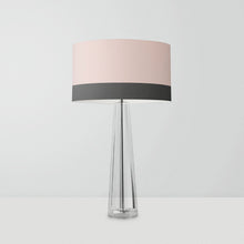 Load image into Gallery viewer, its wide top adorned in a delicate blush pink hue and a contrasting dark grey stripe pattern at the bottom, this lampshade is the epitome of sophistication