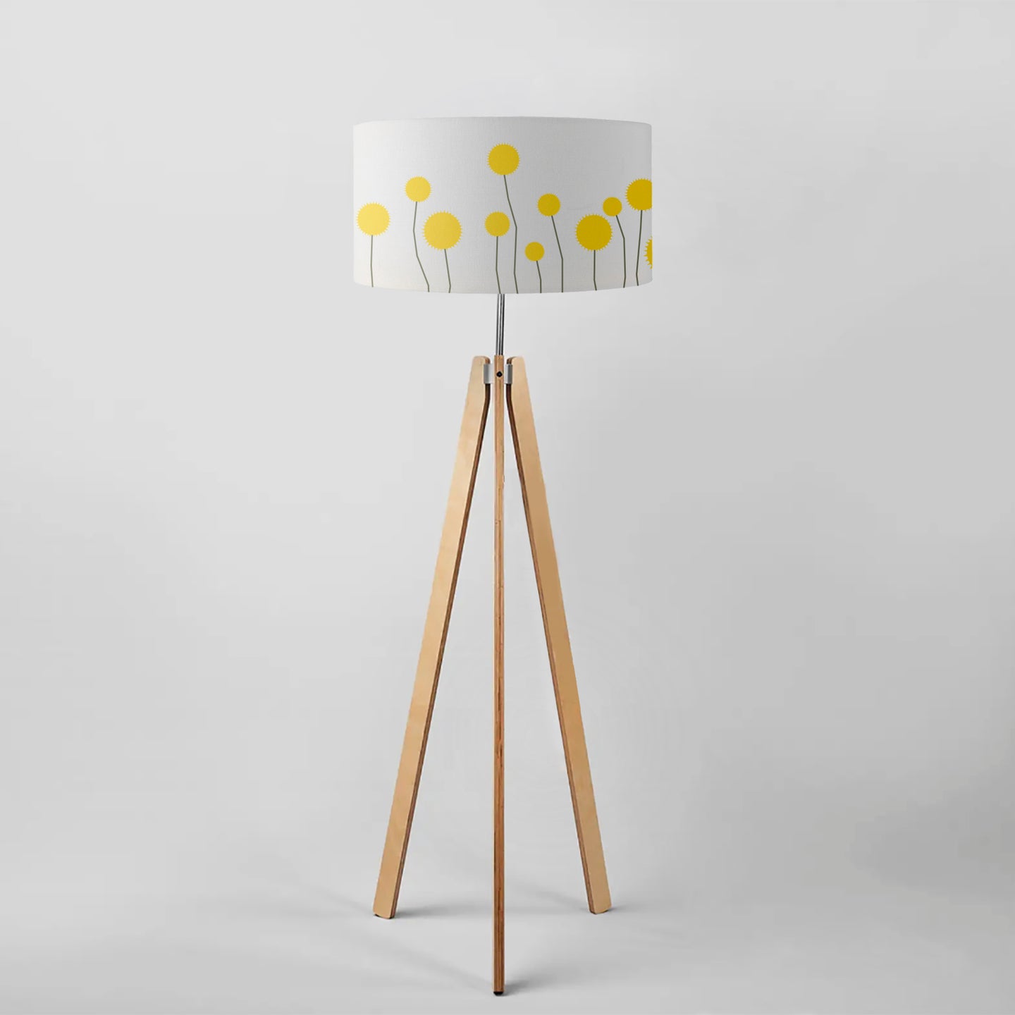 Yellow flowers with spikes drum lampshade, Diameter 45cm (18