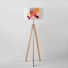 Load image into Gallery viewer, Geometric Abstract Bouquet of Orange Flowers drum lampshade, Diameter 40cm (16&quot;) and 45cm (18&quot;)
