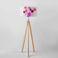 Load image into Gallery viewer, Geometric Abstract Bouquet of Fuchsia Flowers drum lampshade, Diameter 40cm (16&quot;) and 45cm (18&quot;)