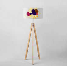 Load image into Gallery viewer, Geometric Abstract Bouquet of Navy Flowers drum lampshade, Diameter 40cm (16&quot;) and 45cm (18&quot;)