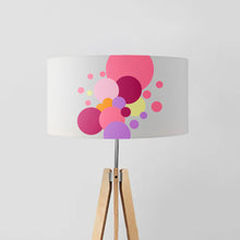 Load image into Gallery viewer, Geometric Abstract Bouquet of Pink Flowers drum lampshade, Diameter 40cm (16&quot;) and 45cm (18&quot;)