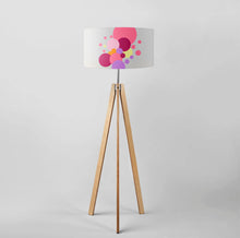 Load image into Gallery viewer, Geometric Abstract Bouquet of Pink Flowers drum lampshade, Diameter 40cm (16&quot;) and 45cm (18&quot;)