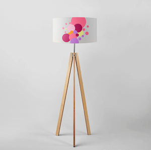 Geometric Abstract Bouquet of Pink Flowers drum lampshade, Diameter 40cm (16") and 45cm (18")