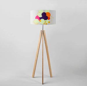Geometric Abstract Bouquet of Purple Flowers drum lampshade, Diameter 40cm (16") and 45cm (18")