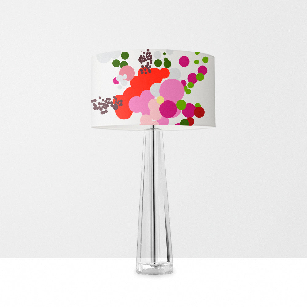 Geometric Abstract Bouquet of Red Flowers drum lampshade, Diameter 25cm (10