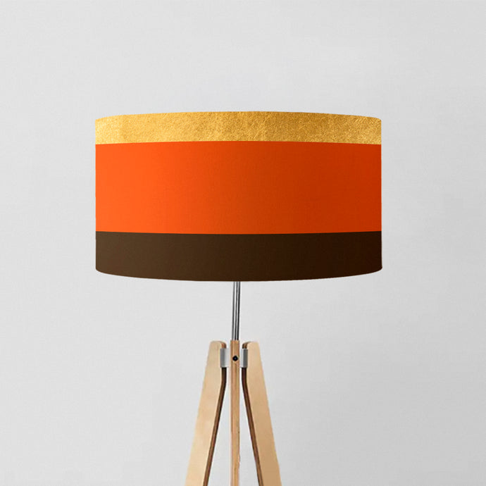 Gold, Orange and Brown drum lampshade, Gold Lining, Diameter 45cm (18