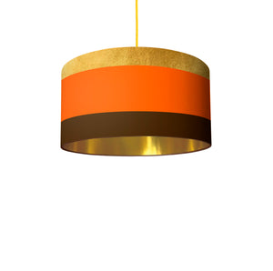 Gold, Orange and Brown drum lampshade, Gold Lining, Diameter 45cm (18")