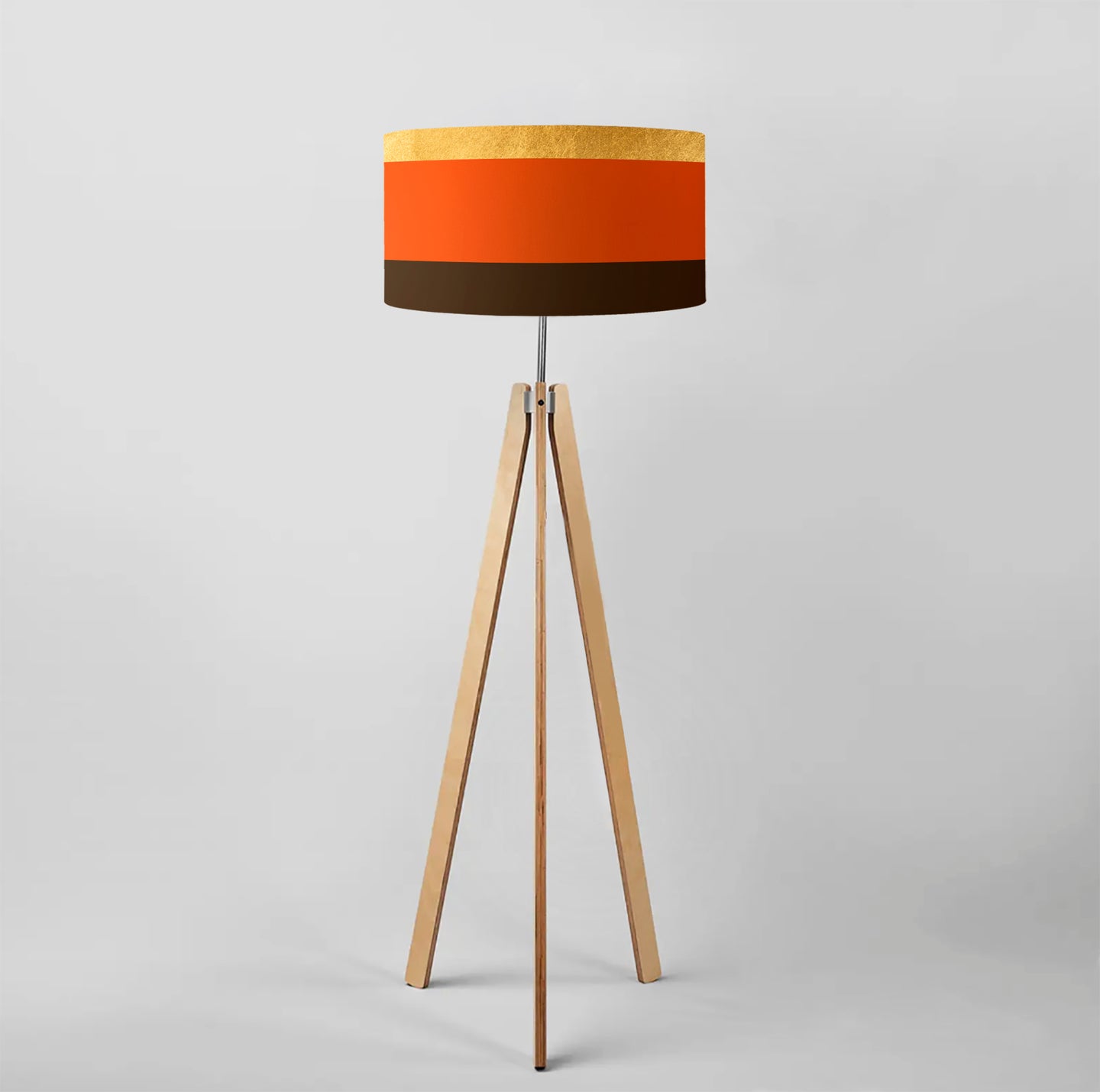Gold, Orange and Brown drum lampshade, Gold Lining, Diameter 45cm (18