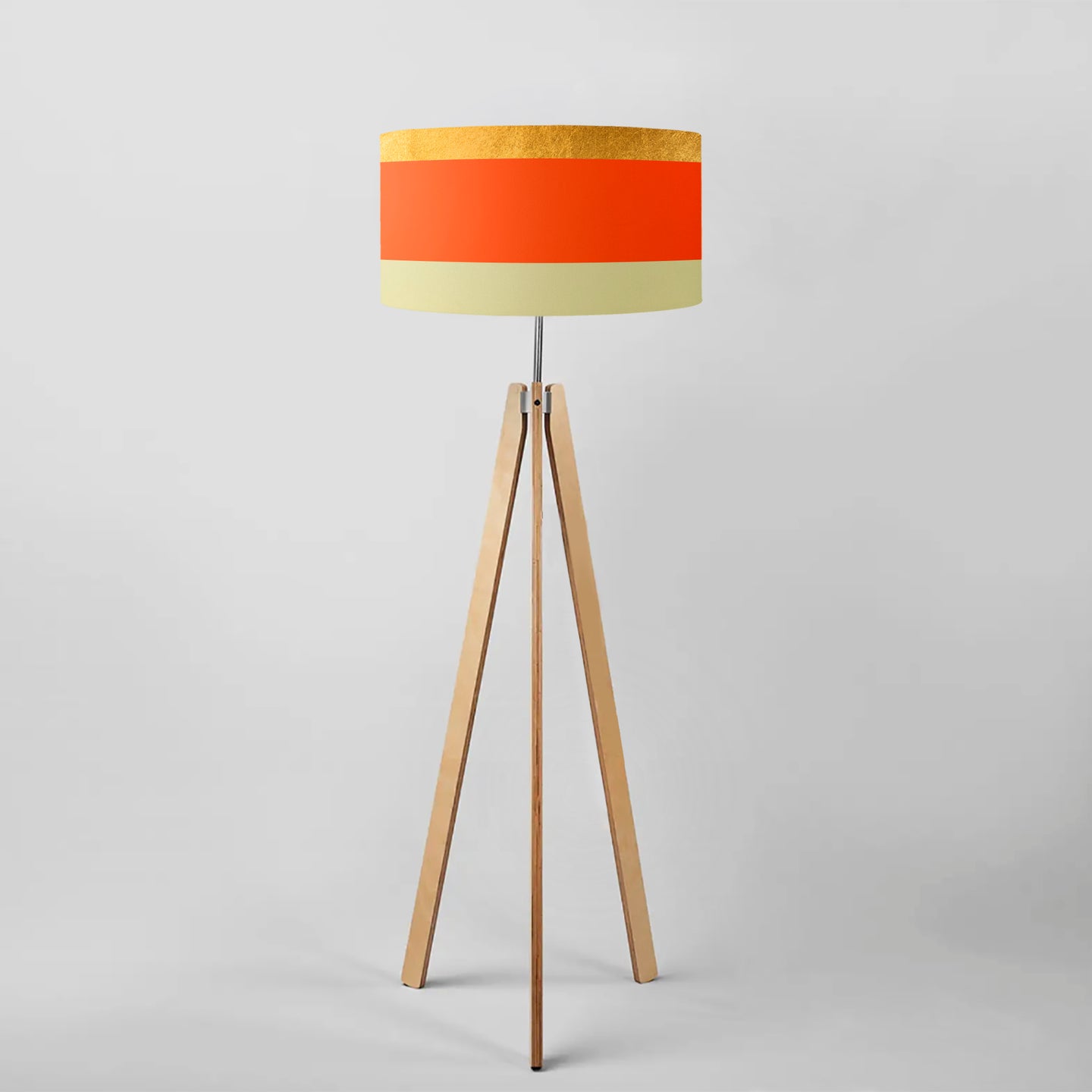 Gold, Orange and Cream Lines drum lampshade, Gold Lining, Diameter 40cm (16