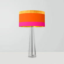 Load image into Gallery viewer, drum lampshade featuring three bold stripes in gold, bright orange, and pink