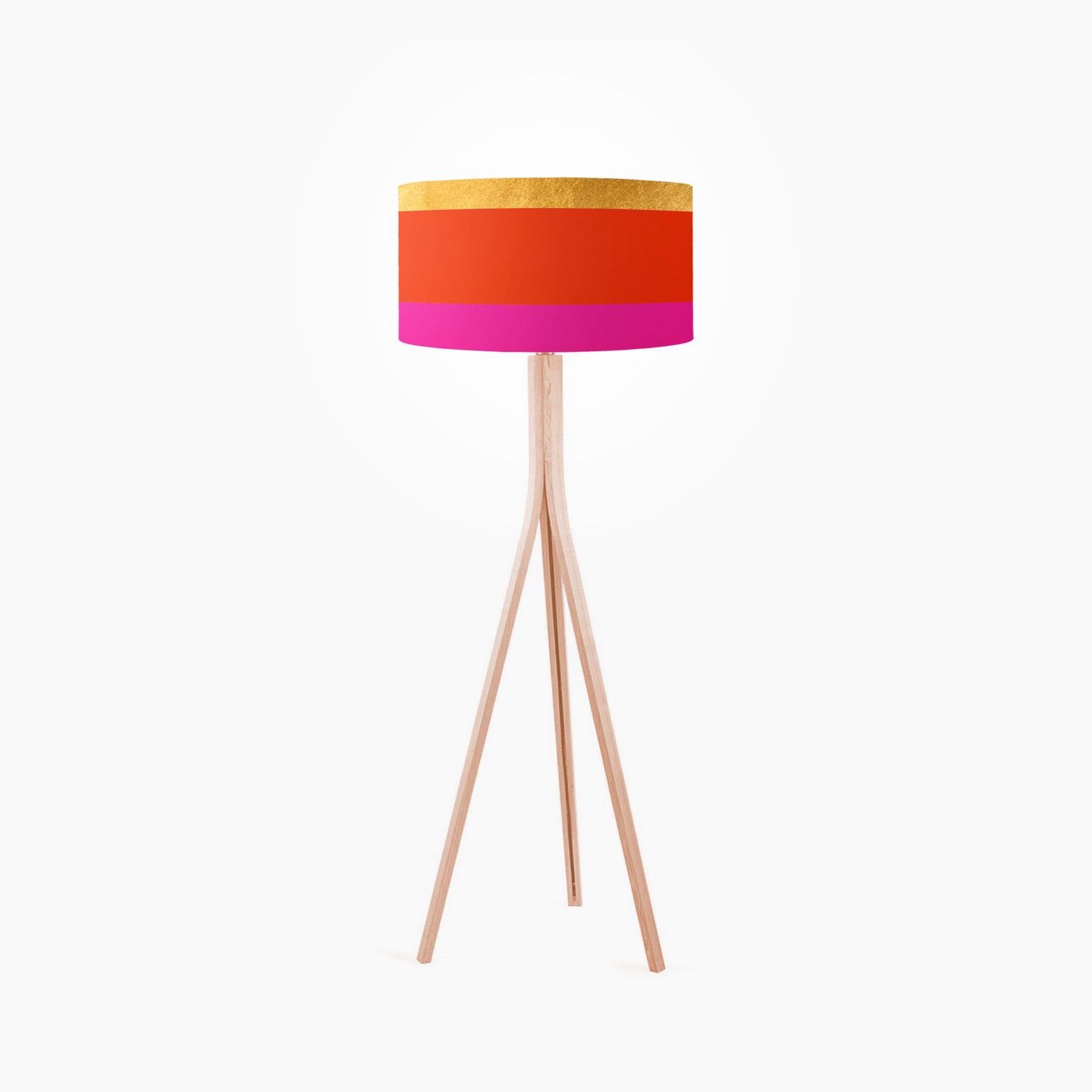 Gold, Orange and Pink Stripes drum lampshade, Gold or White Lining, Diameter 35cm (14
