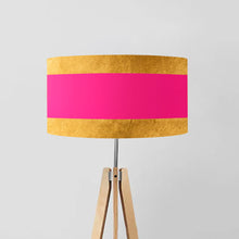 Load image into Gallery viewer, Gold, Pink and Gold Stripes drum lampshade, Gold Lining, Diameter 45cm (18&quot;)