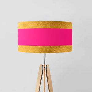 Gold, Pink and Gold Stripes drum lampshade, Gold Lining, Diameter 45cm (18")
