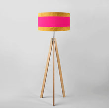 Load image into Gallery viewer, Gold, Pink and Gold Stripes drum lampshade, Gold Lining, Diameter 45cm (18&quot;)