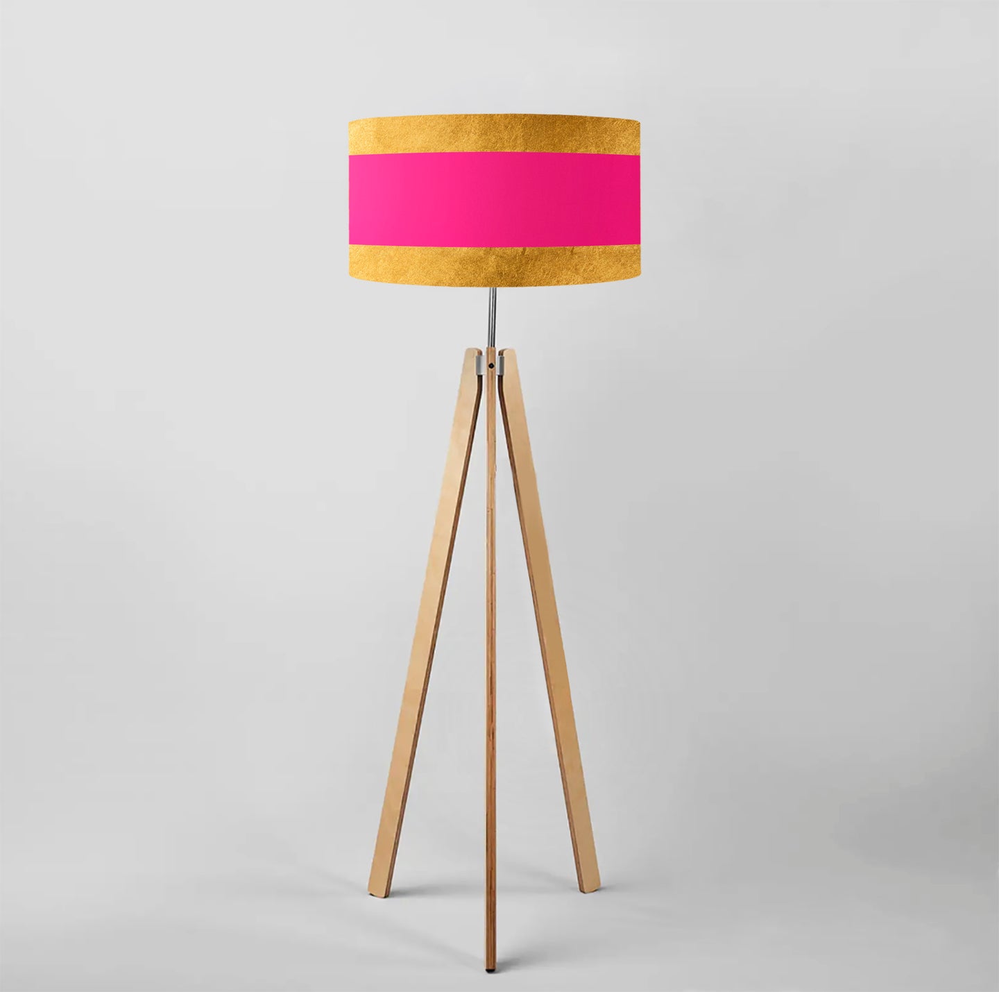 Gold, Pink and Gold Stripes drum lampshade, Gold Lining, Diameter 45cm (18