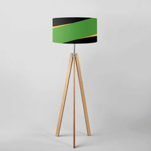 Load image into Gallery viewer, Green and Gold Stripes on Black drum lampshade, Diameter 45cm (18&quot;)