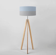 Load image into Gallery viewer, Light Blue and Light Grey Stripes drum lampshade, Diameter 40cm (16&quot;) and 45cm (18&quot;)