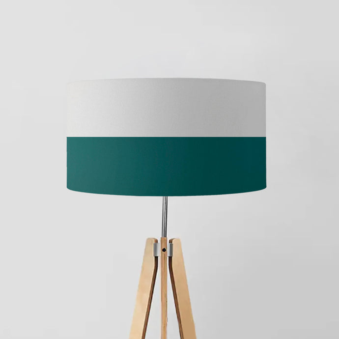 Light Grey and Deep Teal Stripes drum lampshade, Diameter 45cm (18