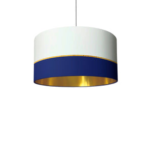 Navy and gold lines drum lampshade, Gold Lining, Diameter 40cm (16") and 45cm (18")