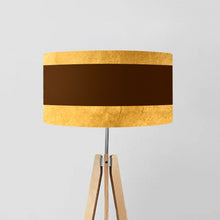 Load image into Gallery viewer, Pullman, Gold and Brown Stripes drum lampshade, Gold Lining, Diameter 45cm (18&quot;)