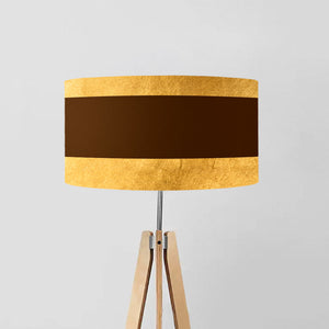 Pullman, Gold and Brown Stripes drum lampshade, Gold Lining, Diameter 45cm (18")