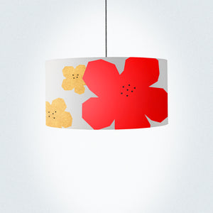 Red and Gold Flower drum lampshade, Diameter 45cm (18")