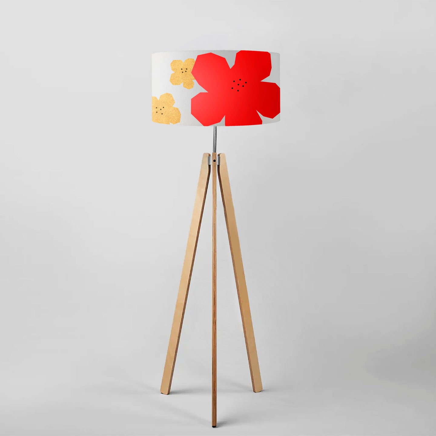 Red and Gold Flower drum lampshade, Diameter 45cm (18