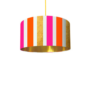 V Stripes drum lampshade, Gold Lining, Diameter 45cm (18")