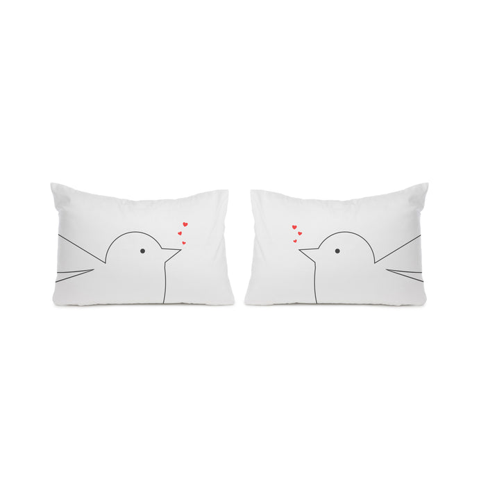 Birds in love, pair housewife pillowcases - Meretant Decor