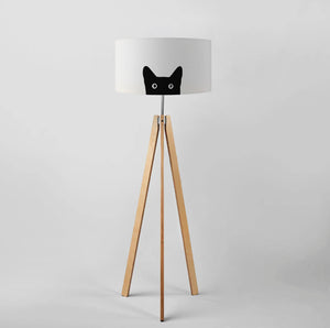 Black cat drum lampshade, Diameter 45cm (18") Tripod