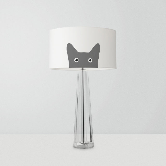 Grey, Blue Cat drum lampshade, Diameter 25cm (10