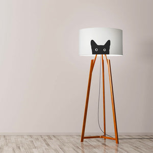 Black cat drum lampshade, Diameter 45cm (18") Floor lamp base