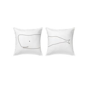 Whale pair cushion covers 50x50cm (20x20") Cotton - Meretant Decor