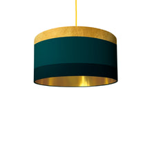 Load image into Gallery viewer, Gold, Green Lines drum lampshade, Gold Lining, Diameter 45cm (18&quot;)