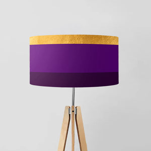 Gold, Lilac, and Purple Lines drum lampshade, Gold Lining, Diameter 45cm (18")