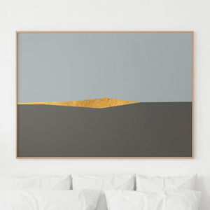 The "Goldmine" Modern Art Print is a stunning display of contemporary design and gold accents.