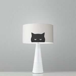 Grumpy Cat Black drum lampshade, Diameter 25cm (10") - Mere Mere