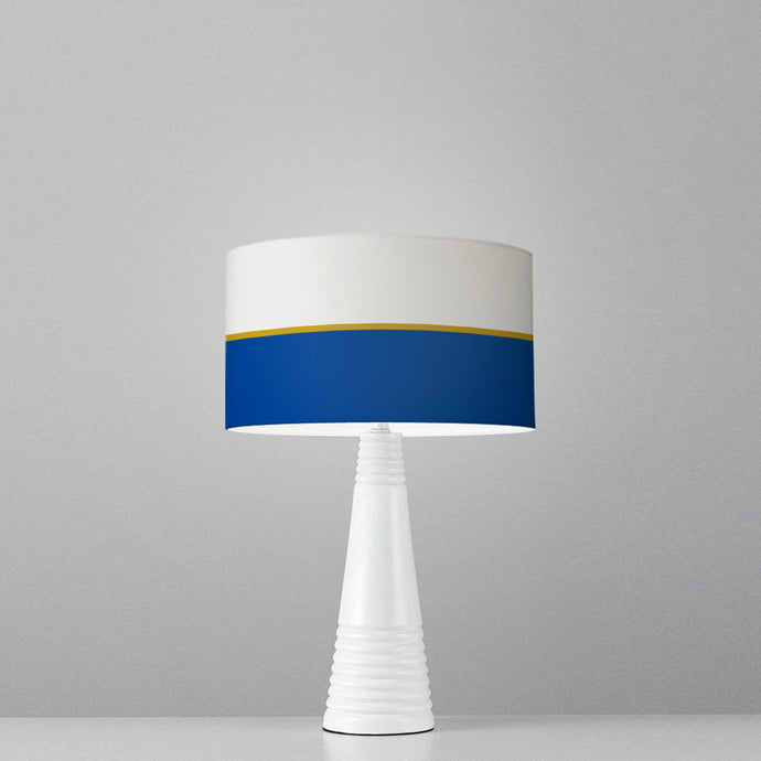 Navy and gold lines drum lampshade, Diameter 25cm (10