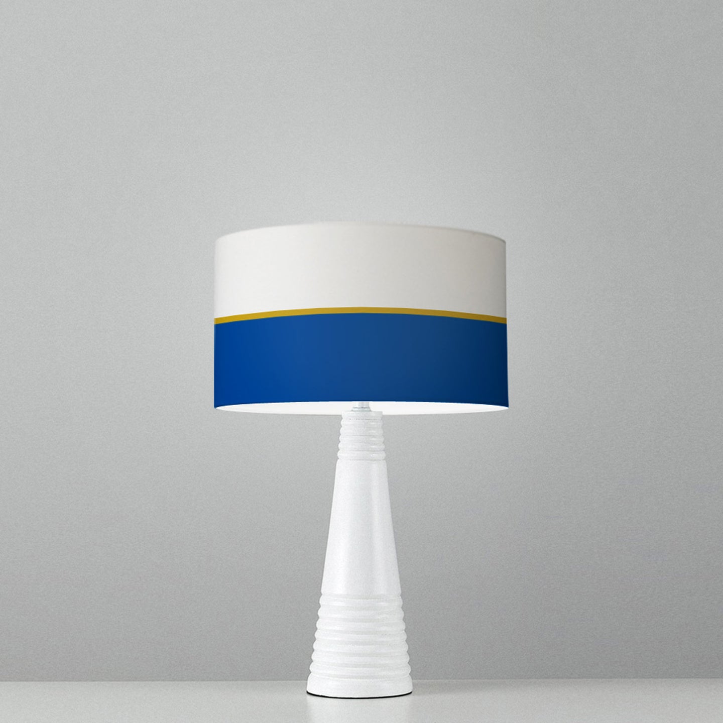 Navy and gold lines drum lampshade, Diameter 25cm (10