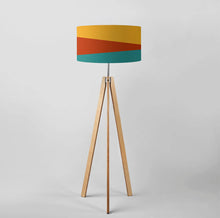 Load image into Gallery viewer, Mustard, Terracotta and Tiffany Blue Stripes drum lampshade, Diameter 45cm (18&quot;)