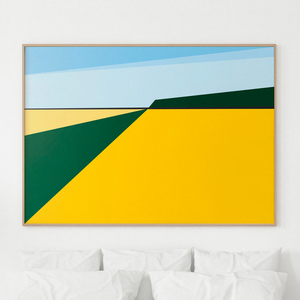 art print features an abstract geometric design showcasing the beauty of a bountiful harvest during the summer season