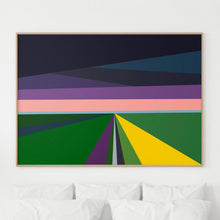Load image into Gallery viewer, The use of geometric forms and unexpected angles create a sense of movement, inviting the viewer to get lost in the abstract landscape.